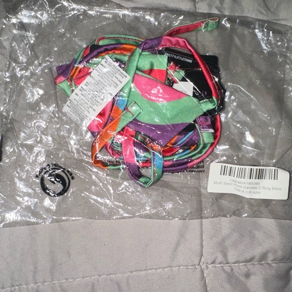 PrettyLittleThing Multi Swirl Print Bamboo O Ring Bikini - Picture 3 of 3